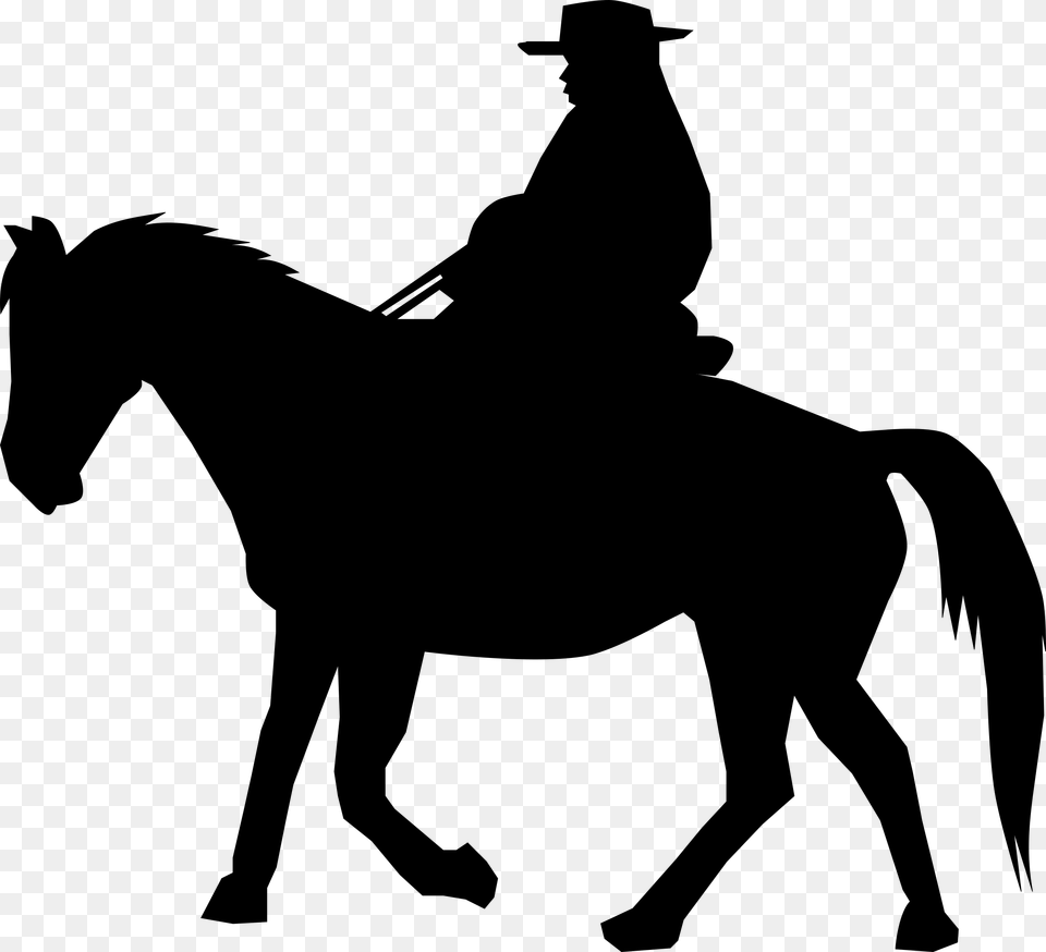 Cowboy On Horse Clipart, Gray Png Image