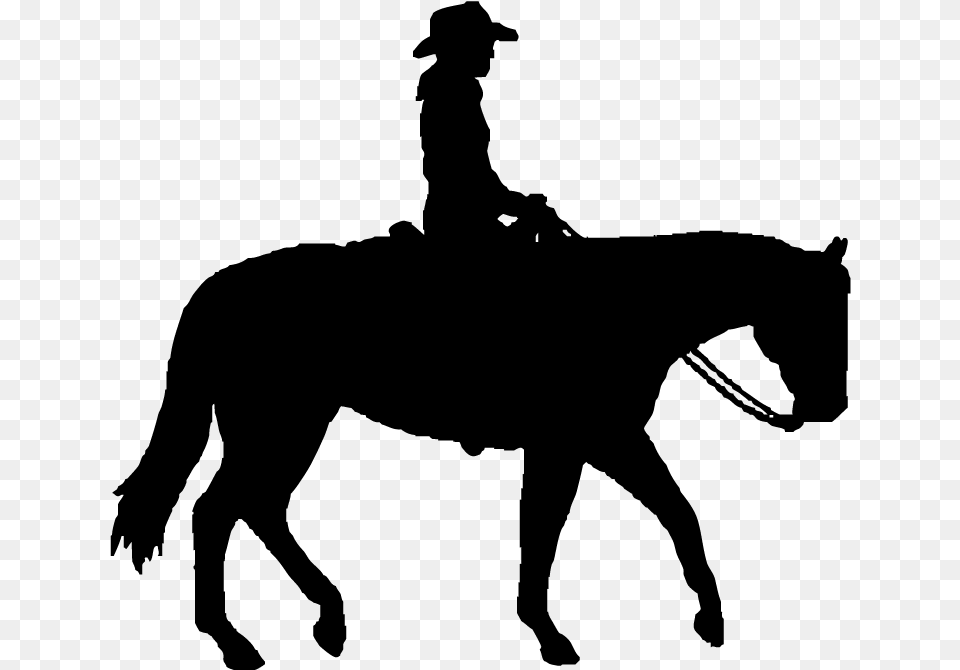 Cowboy On Horse Silhouette, Gray Free Png
