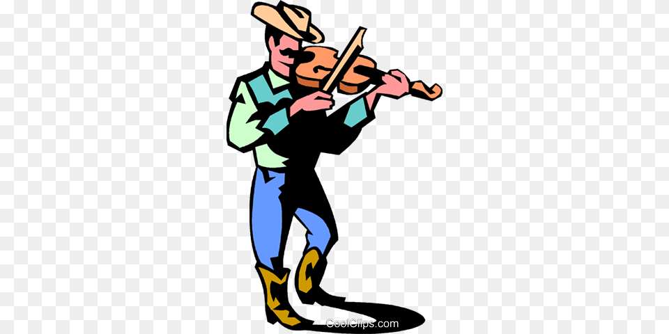 Cowboy Playing The Fiddle Royalty Vector Clip Art, Person, Musical Instrument, Violin Free Transparent Png
