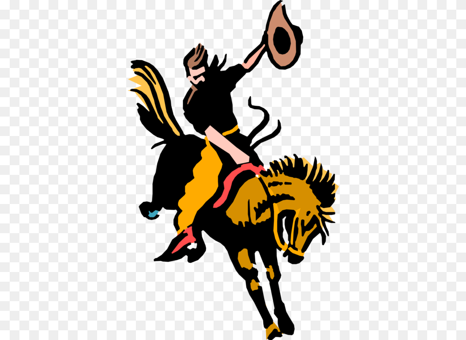 Cowboy Rides Bucking Bronco Horse, Person Free Png Download