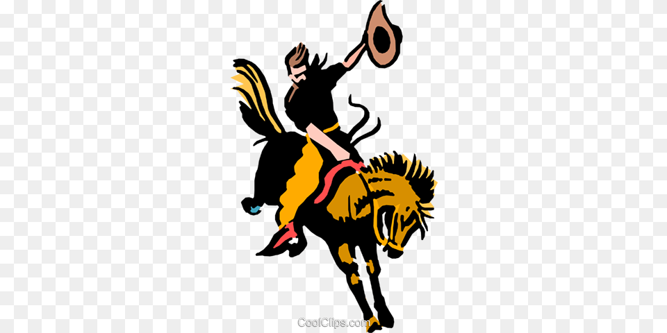 Cowboy Riding A Wild Horse Royalty Vector Clip Art, Person, Face, Head Free Png Download