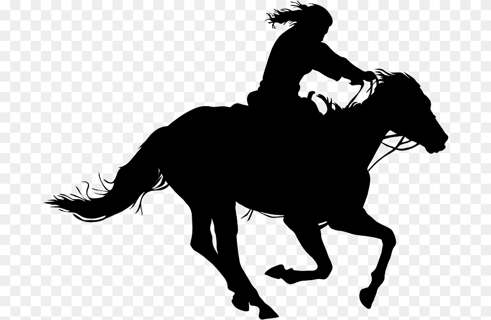 Cowboy Riding Horse Silhouette, Gray Png Image