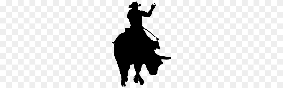 Cowboy Rodeo Bull Rider Waving Sticker, Silhouette, People, Person, Stencil Png