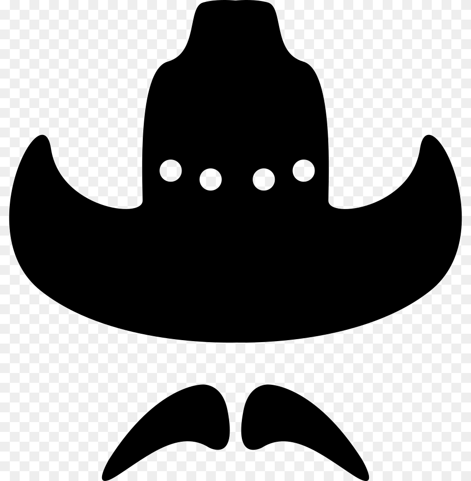 Cowboy Silhouette Facial Hair Clip Art Cowboy Hat And Mustache, Clothing, Cowboy Hat, Animal, Fish Free Png