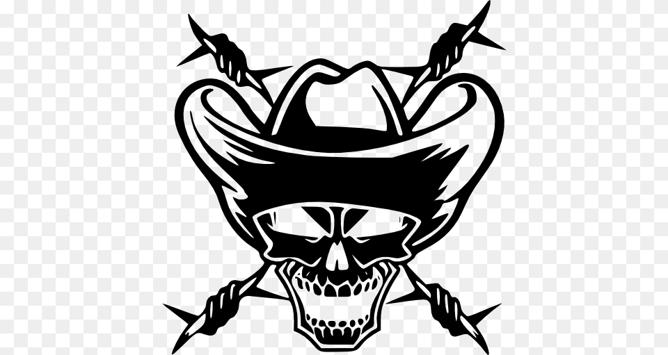 Cowboy Skull Silhouette Picture In Black Vinyl Cowboy Skull, Stencil, Clothing, Hat, Animal Free Png