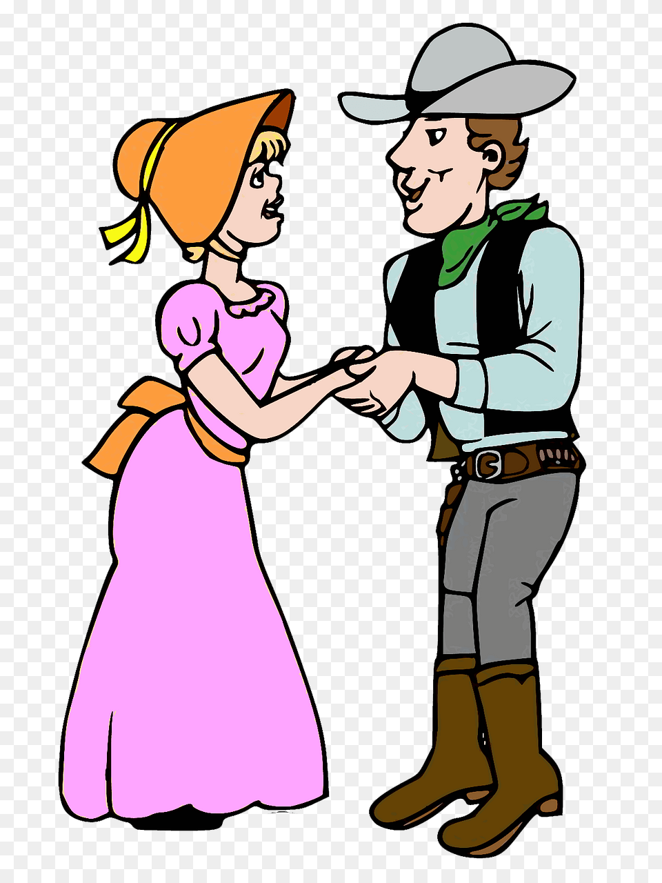 Cowboy With A Lady Clipart, Clothing, Hat, Person, Book Free Png