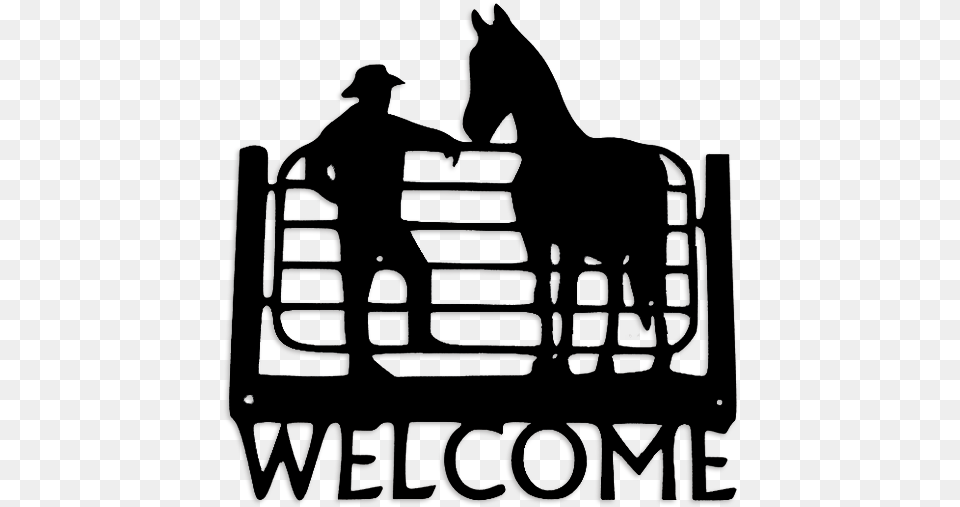 Cowboy With Horse At Fence Farmer And Cow Silhouette, Adult, Person, Man, Male Png Image