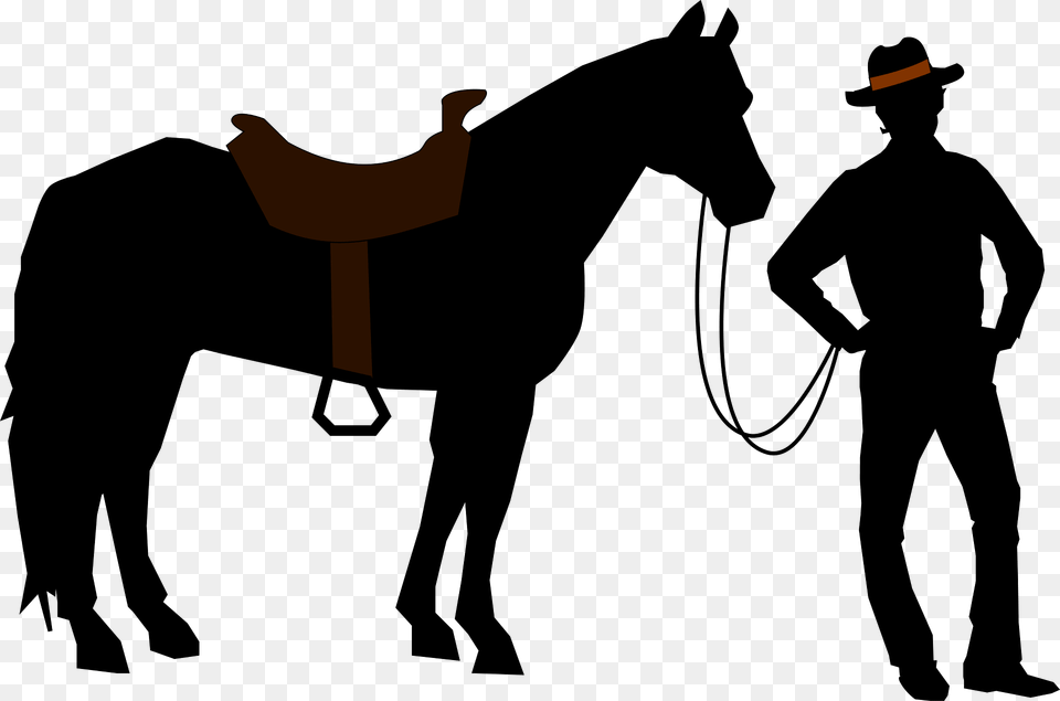 Cowboy With Horse Clipart, Adult, Man, Male, Person Png Image