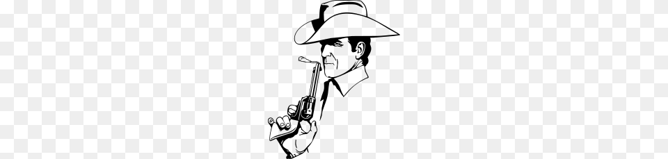 Cowboy With Smoking Gun, Gray Png Image