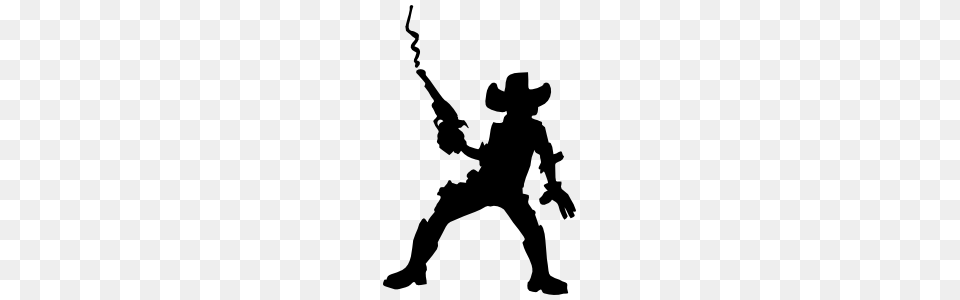 Cowboy With Smoking Gun Sticker, Silhouette, Person, People Png Image