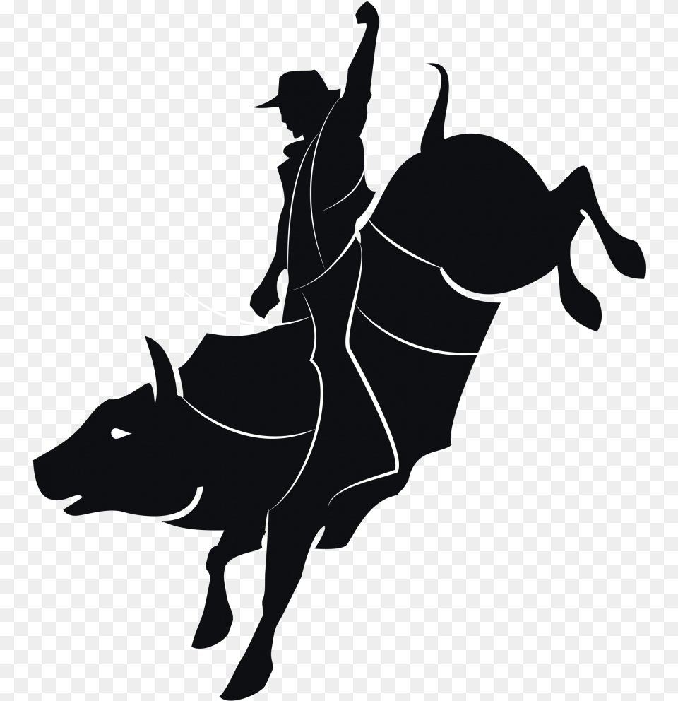 Cowboys Rodeo Bull Rider Silhouette, Person, Animal, Mammal, Stencil Png