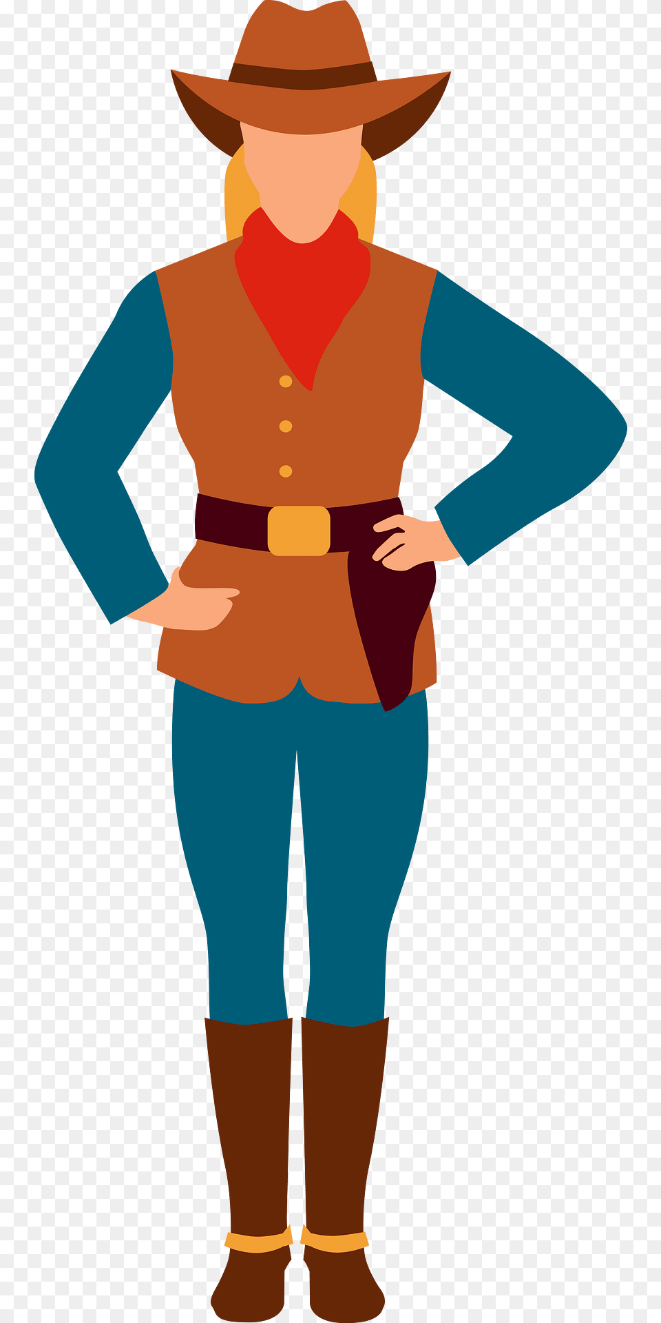 Cowgirl Clipart, Clothing, Hat, Person, Vest Png Image