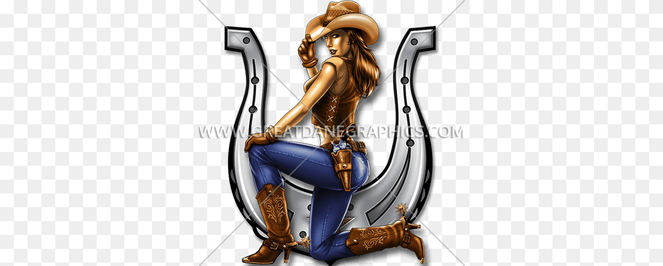 Cowgirl Horseshoe Production Ready Artwork For T Shirt Printing, Adult, Female, Person, Woman Free Png Download