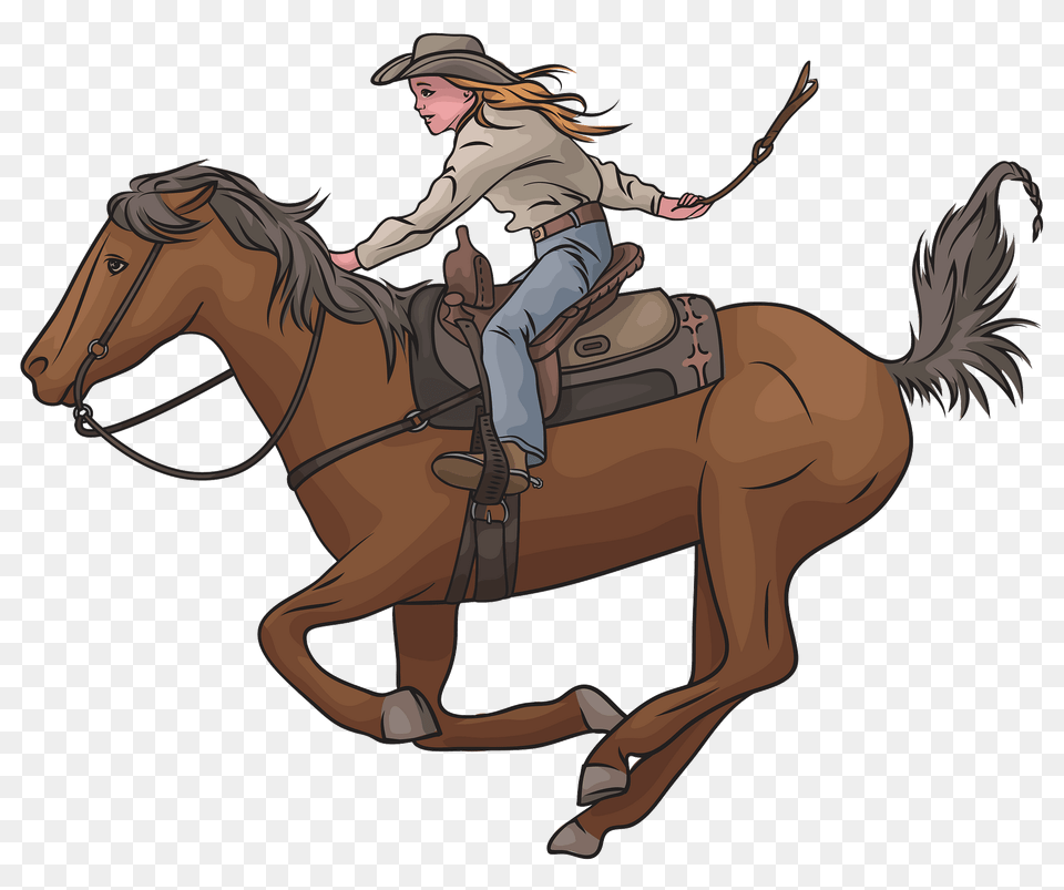 Cowgirl Riding Horse Clipart, Animal, Equestrian, Mammal, Person Png Image