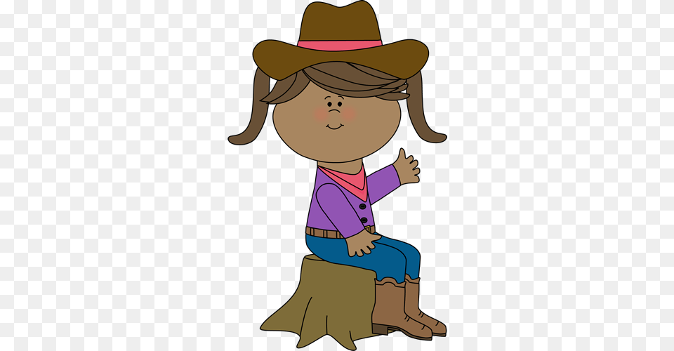 Cowgirl Sitting On A Tree Stump Western Tree Stump, Clothing, Hat, Cowboy Hat, Baby Png Image
