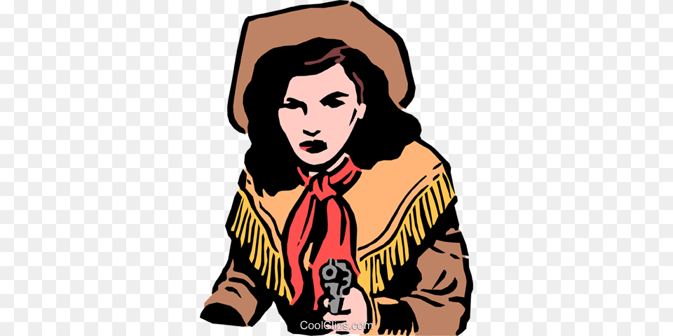Cowgirl With A Gun Royalty Vector Clip Art Illustration, Adult, Person, Female, Woman Free Png
