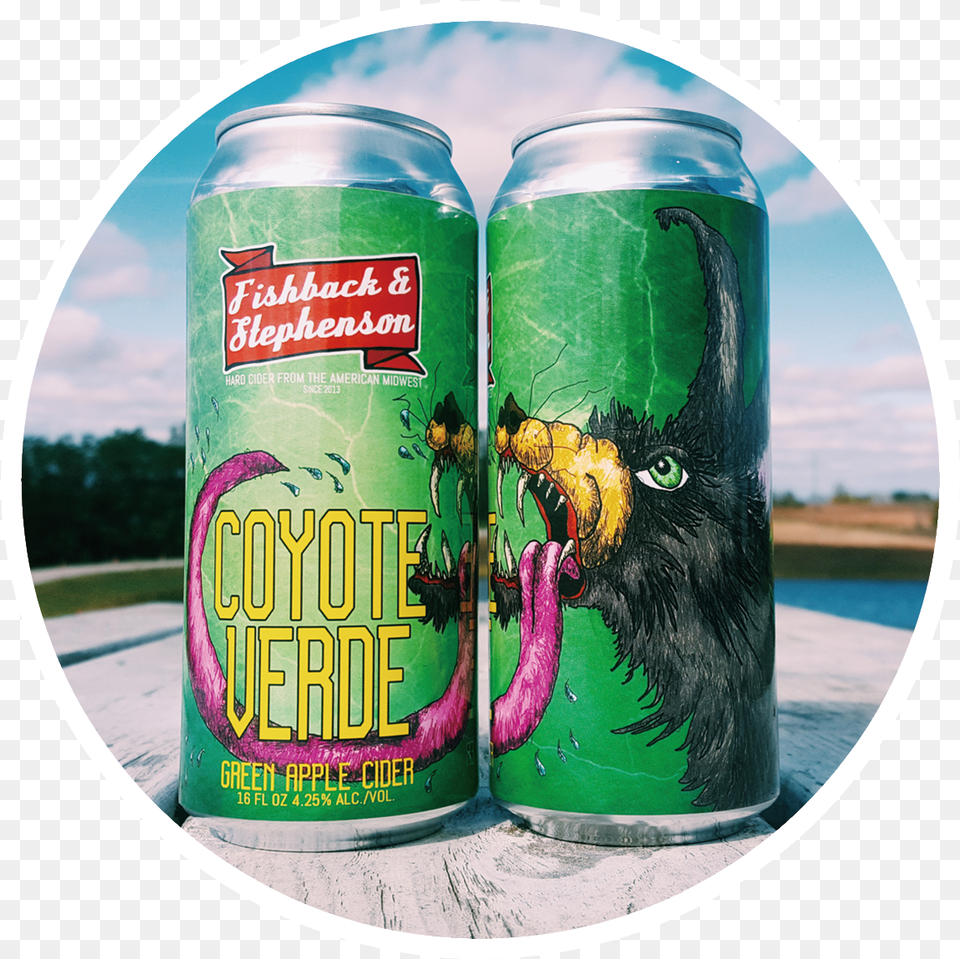Coyote Verde Green Apple Hard Cider U2014 Fishback U0026 Stephenson Caffeinated Drink, Can, Tin, Alcohol, Beer Free Transparent Png