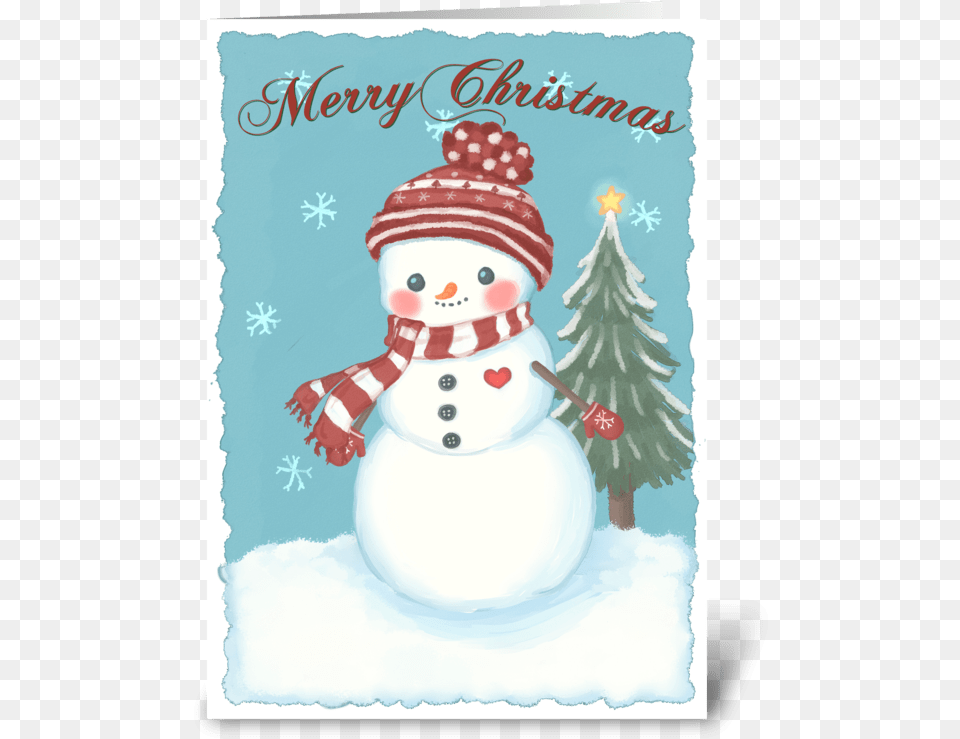 Cozy Christmas Snowman Greeting Card Cartoon, Nature, Outdoors, Winter, Snow Free Transparent Png