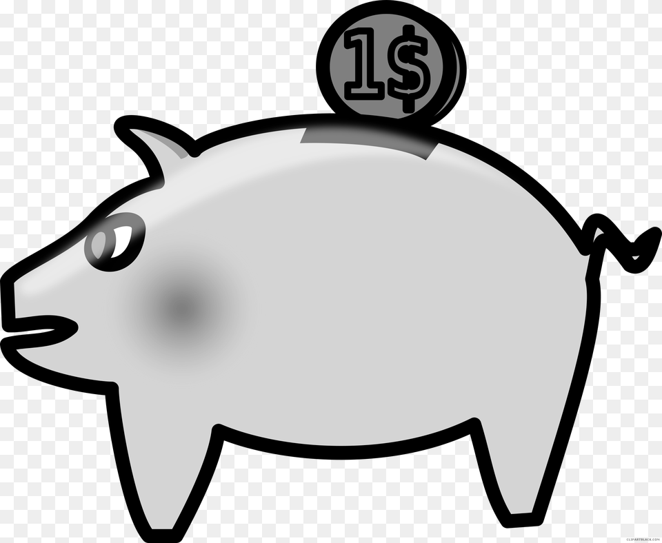 Cozy Piggy Bank Clip Art Black And White, Piggy Bank Png Image