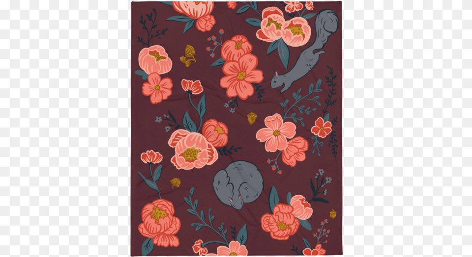Cozy Squirrel Blanket Chrysanths, Art, Floral Design, Graphics, Pattern Free Png Download