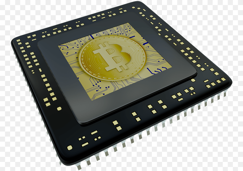 Cpu Bitcoin Computer Chip Mining 3d Illustration, Electronic Chip, Electronics, Hardware, Printed Circuit Board Png Image