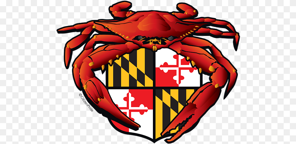 Crab Feast Maryland Flag Crest Shower Curtain Crab Maryland Flag, Food, Seafood, Animal, Sea Life Png Image