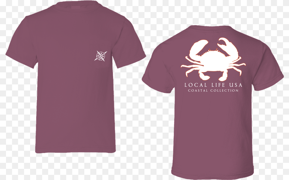 Crab Outline Short Sleeve Tee T Shirt, Clothing, Maroon, T-shirt, Long Sleeve Png Image