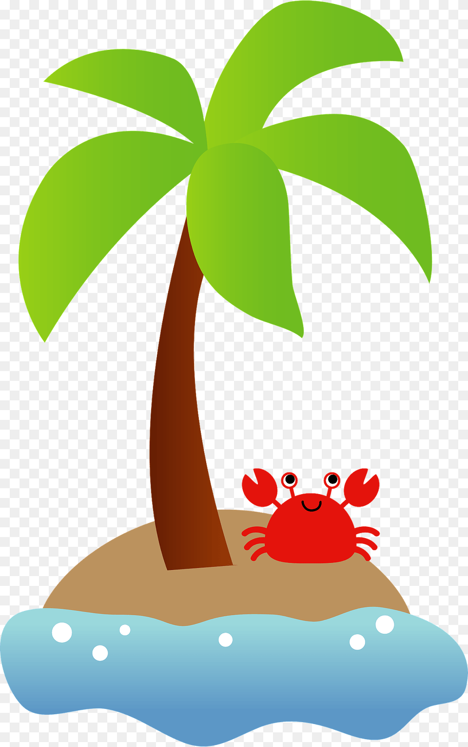 Crab Resting Under An Island Palm Tree Clipart, Palm Tree, Plant, Leaf, Outdoors Free Png
