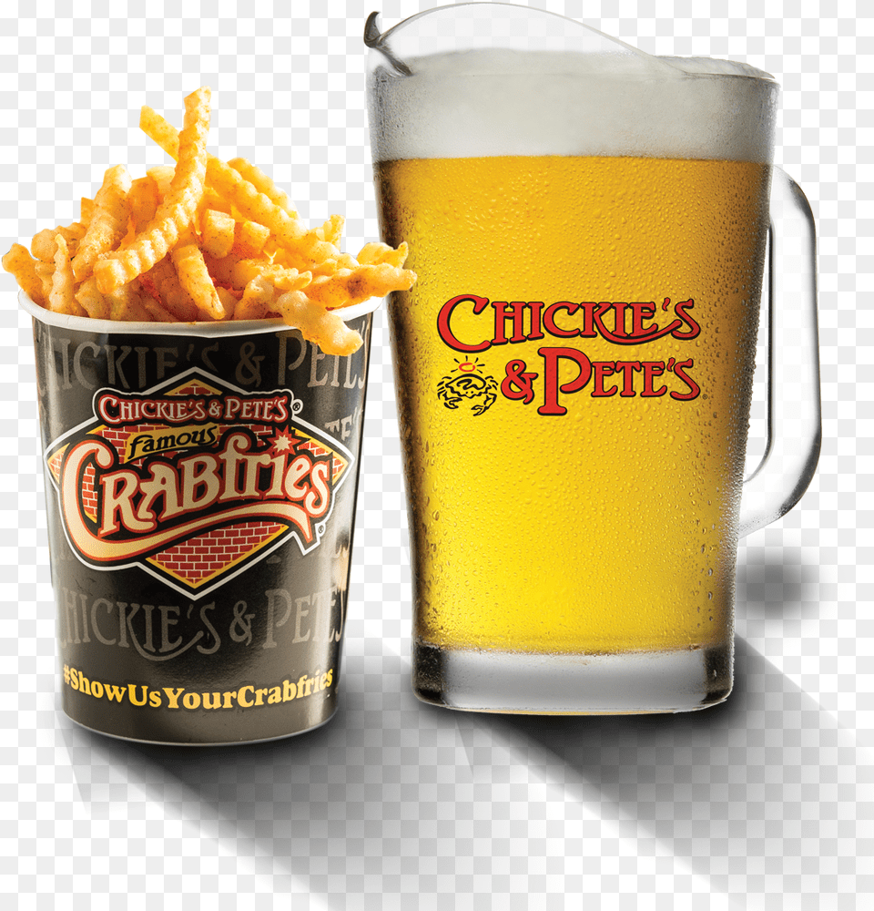 Crabfries And Beer Chickie Petes Fries, Alcohol, Lager, Beverage, Glass Free Transparent Png
