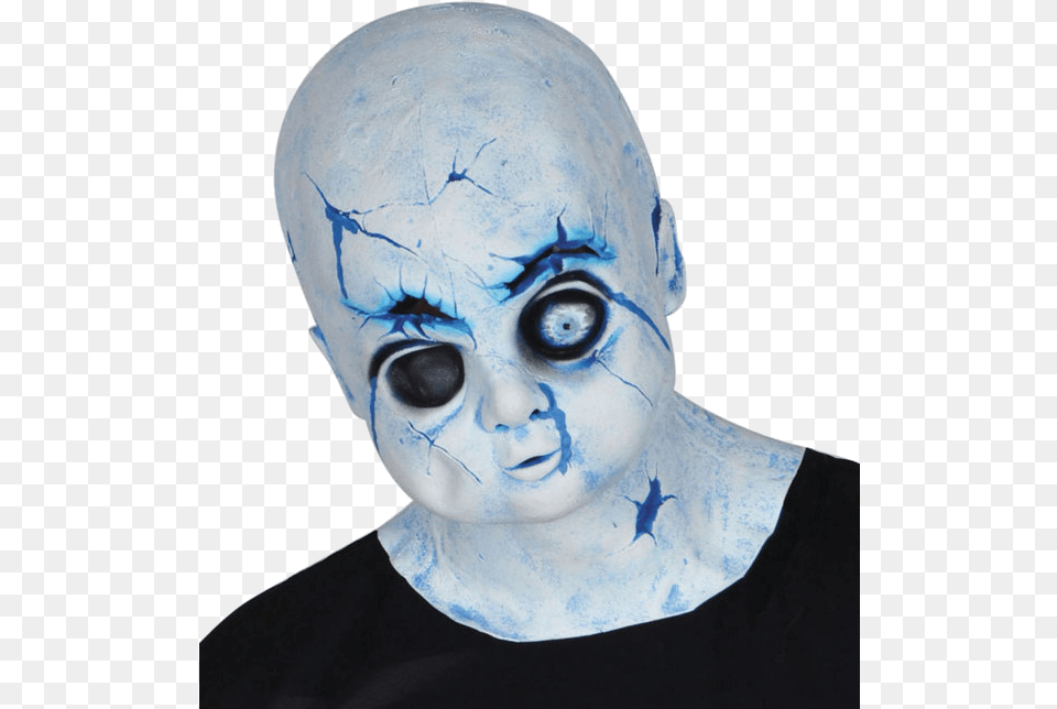 Cracked Baby Doll Facepiece Scary Doll, Adult, Male, Man, Person Free Png