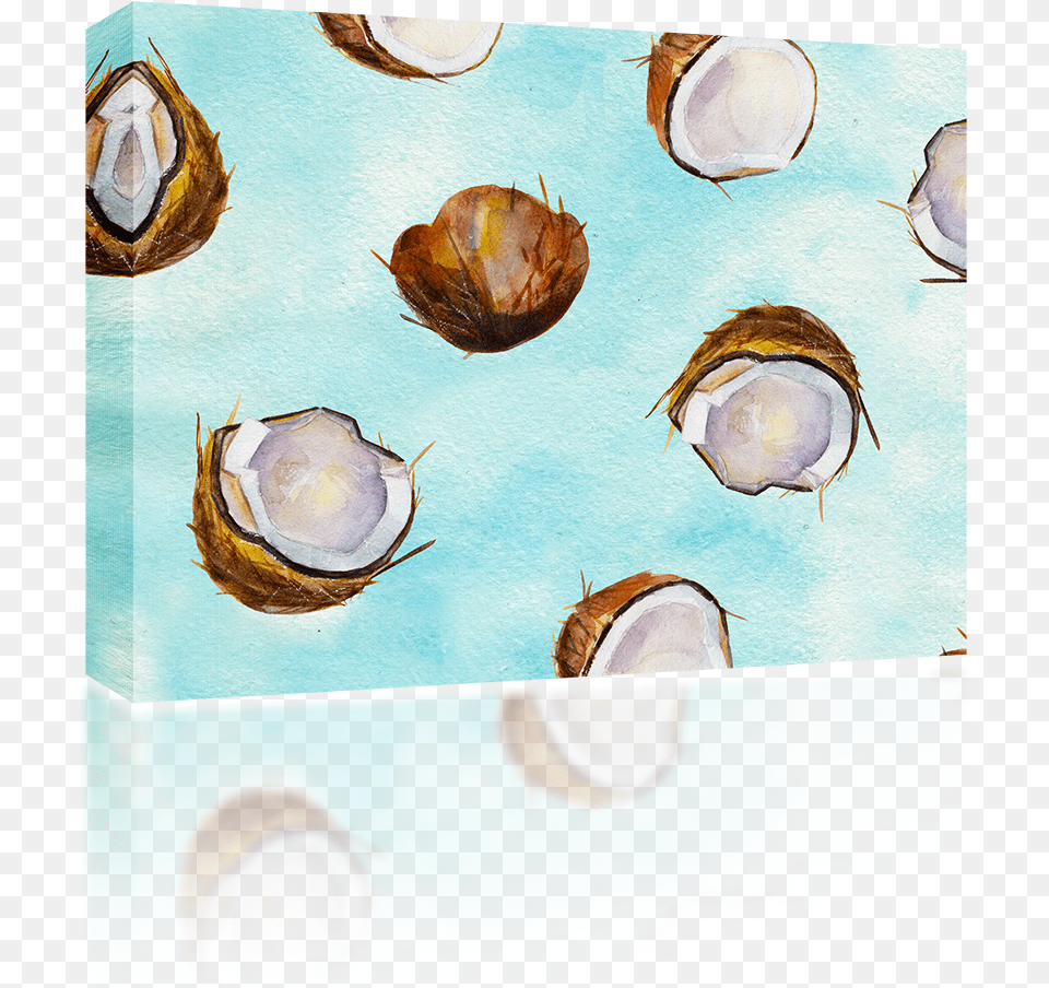 Cracked Coconuts Watercolor Painting, Food, Fruit, Plant, Produce Png Image