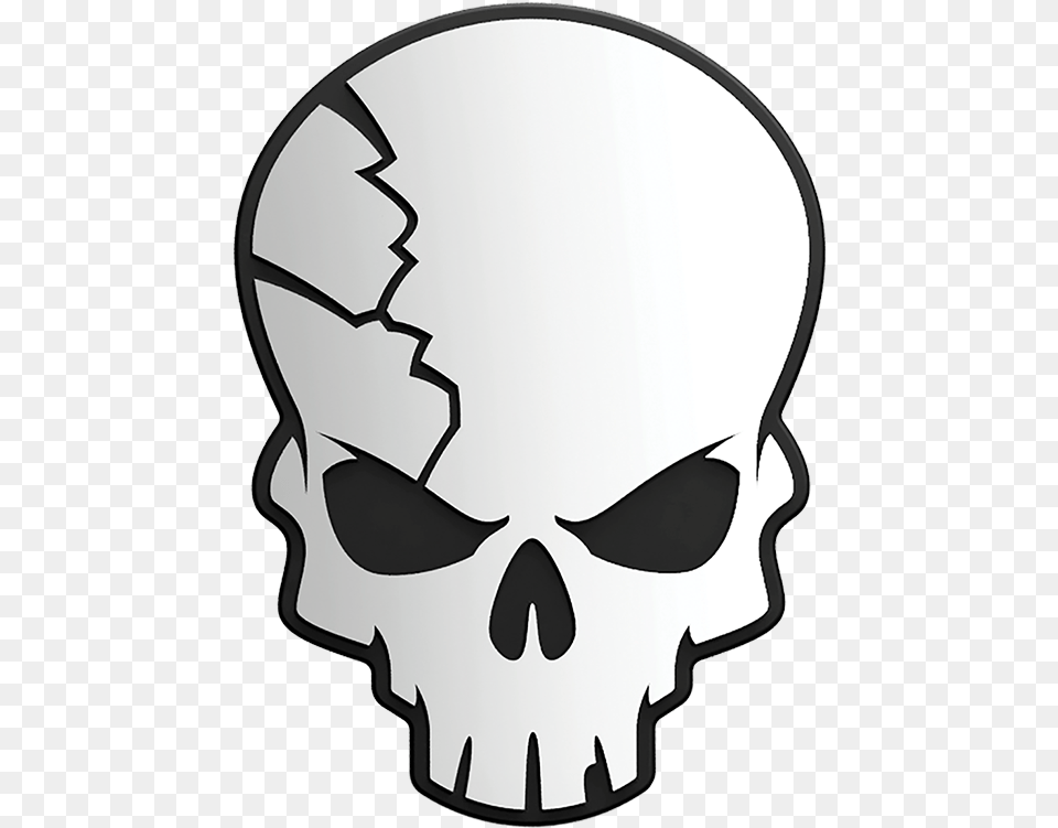 Cracked Skull 3d Chrome Plated Sticker Skull Breaker Challenge Video, Stencil, Head, Person, Face Free Transparent Png