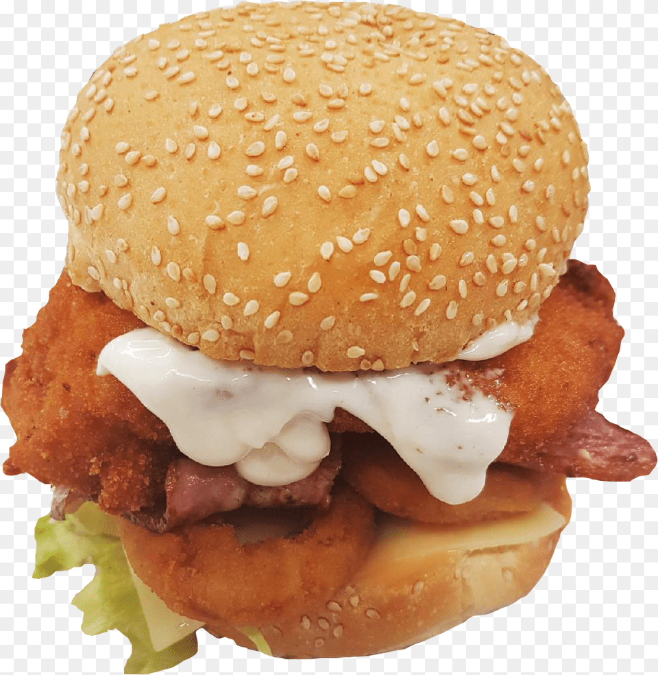 Crackerjack Chicken Onion Stack Burger, Food, Bread Free Png Download