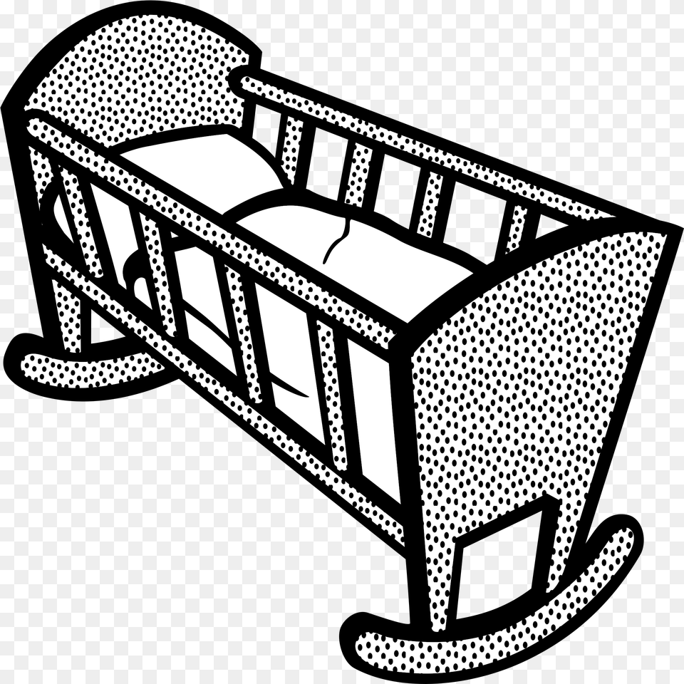 Cradle Clipart Baby Cot Clipart Black And White, Bed, Furniture Free Png