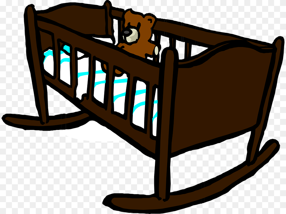 Cradle Crib Baby Teddy Wooden Sweet Baby Cradle Clip Art, Furniture, Infant Bed, Bed Free Png