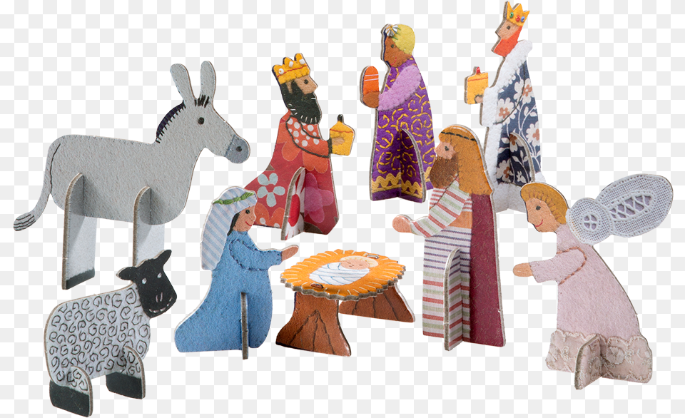 Craft Donkey Nativity Scene Download Donkey, Baby, Person, Adult, Wedding Png Image