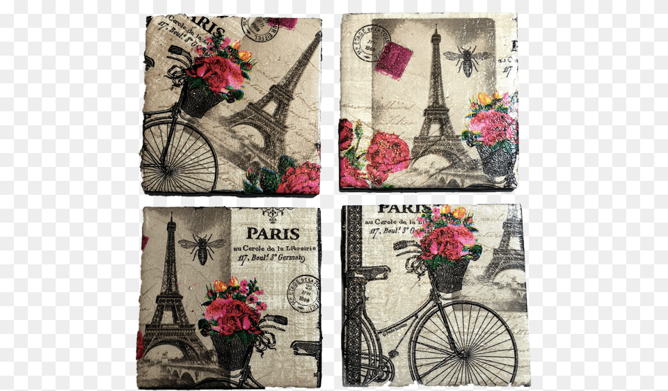Craftaddicted Handmade Coasters Set Of Eiffel Tower, Flower Arrangement, Art, Plant, Collage Png Image