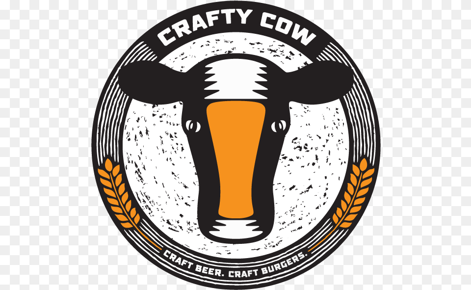 Crafty Cow Burger Logo Cow, Alcohol, Beer, Beverage, Lager Png