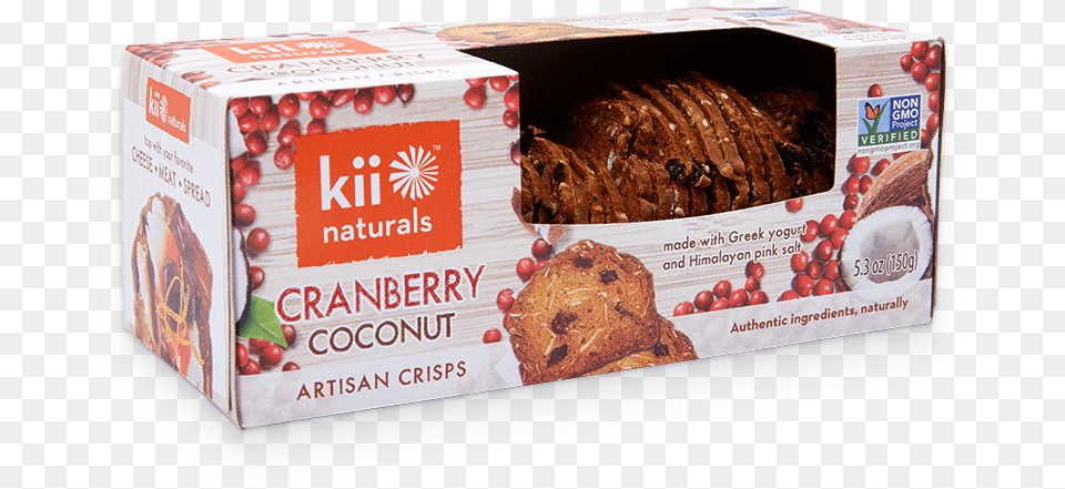 Cranberry Coconut Kii Naturals Artisan Crackers, Food, Sweets, Box, Bread Free Transparent Png
