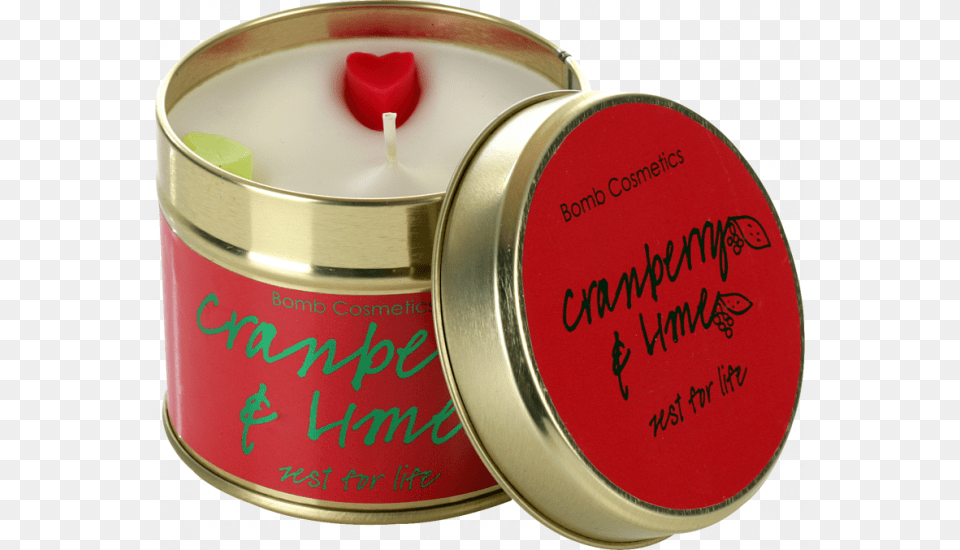 Cranberry Lime Tinned Candle Bomb Cosmetics Tgelyes Gyertyk, Tin, Can, Head, Person Png Image