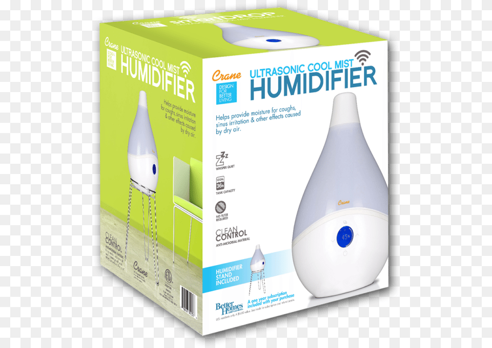Crane Smartdrop Ultrasonic Cool Mist Humidifier White, Bottle Png