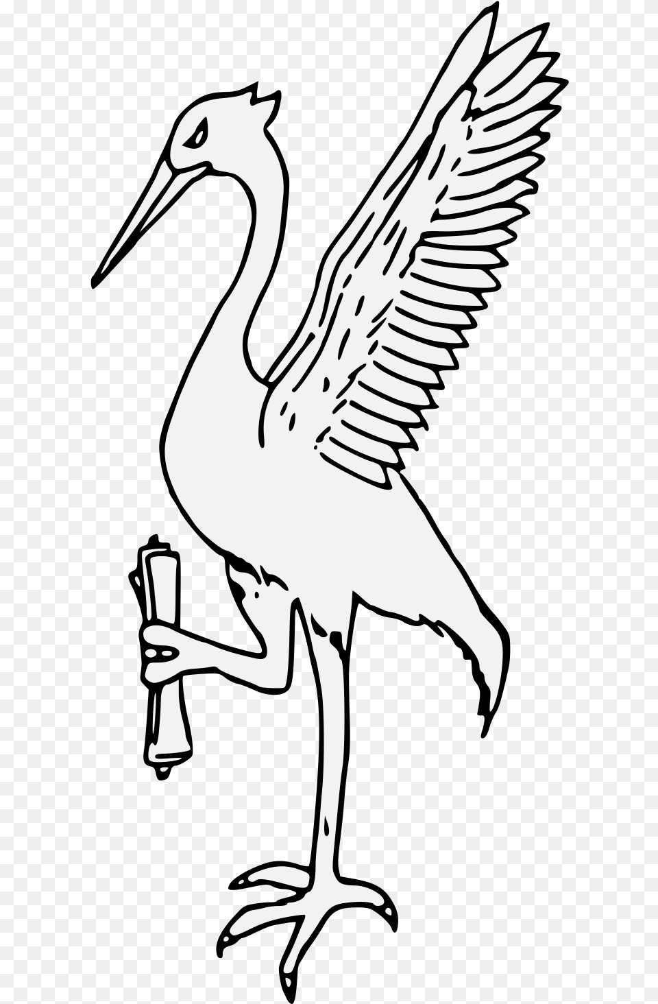 Crane Traceable Heraldic Art Long, Animal, Bird, Crane Bird, Waterfowl Png Image