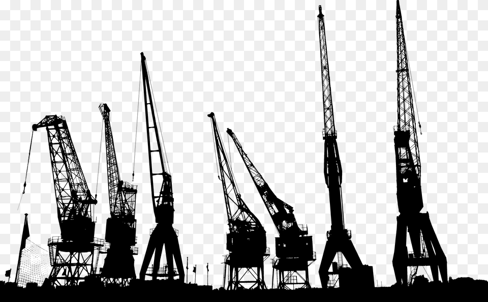Cranes Industrial Construction City Cityscape, Gray Png Image