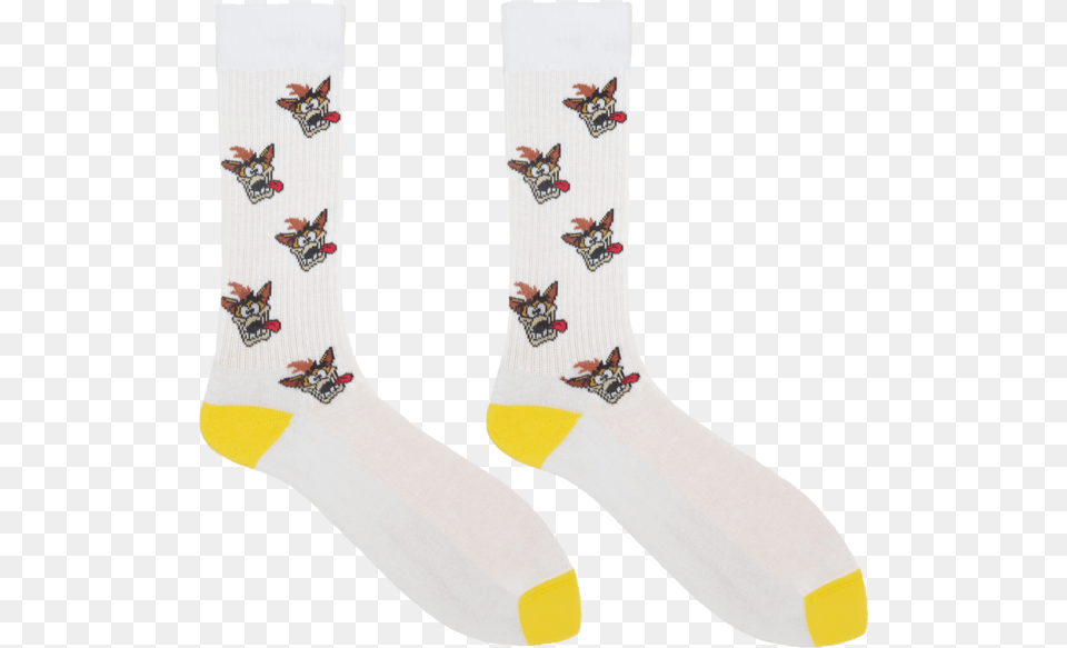 Crash Bandicoot White Sports Socks Sock, Clothing, Hosiery, Person Png Image