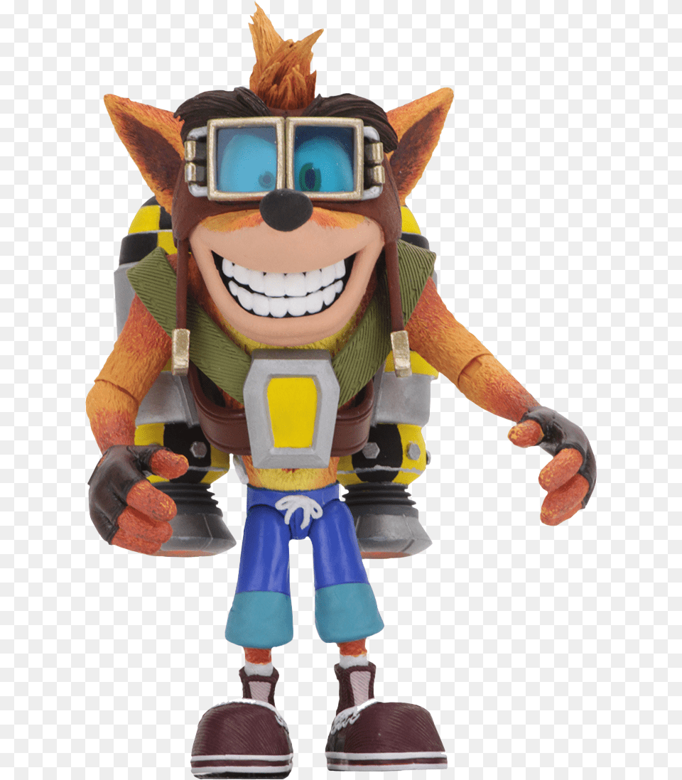 Crash Bandicoot With Jetpack Deluxe 7 Action Figure Crash Bandicoot Neca, Toy, Clothing, Footwear, Shoe Free Png Download