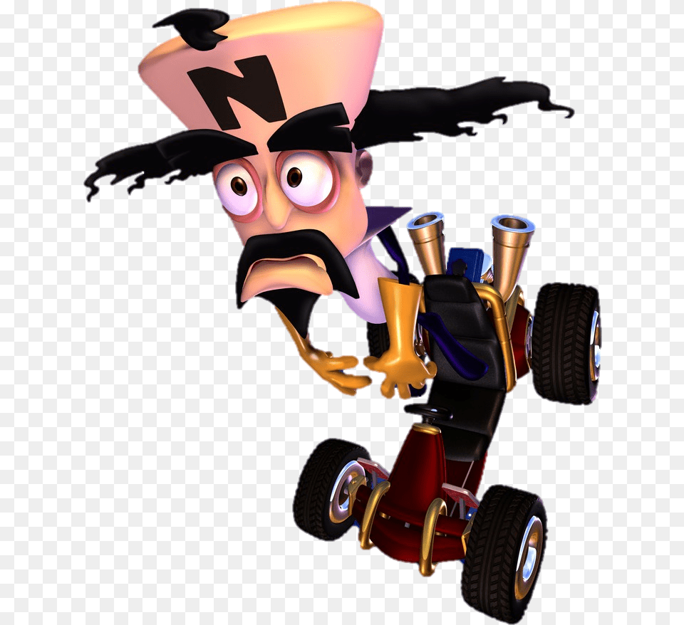 Crash Team Racing Crash Team Racing Dr Neo Cortex, Wheel, Machine, Person, Face Png Image