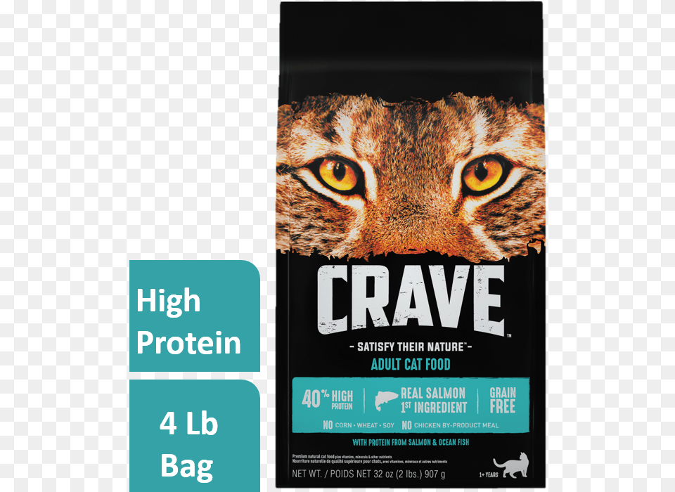 Crave Grain With Protein From Salmon Amp Ocean Fish Crave Dry Cat Food, Advertisement, Poster, Animal, Mammal Png Image