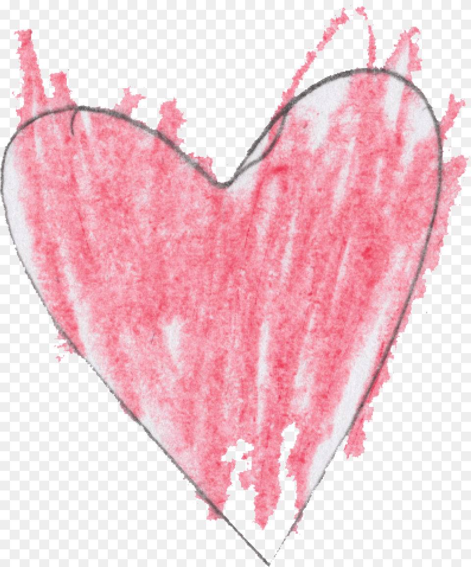 Crayon Pink Drawn Heart, Flower, Petal, Plant Free Transparent Png