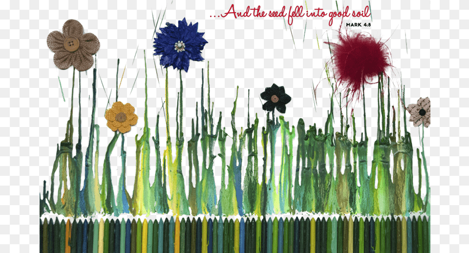 Crayons With Flowers Flower, Plant, Anemone, Art, Fireworks Free Png Download