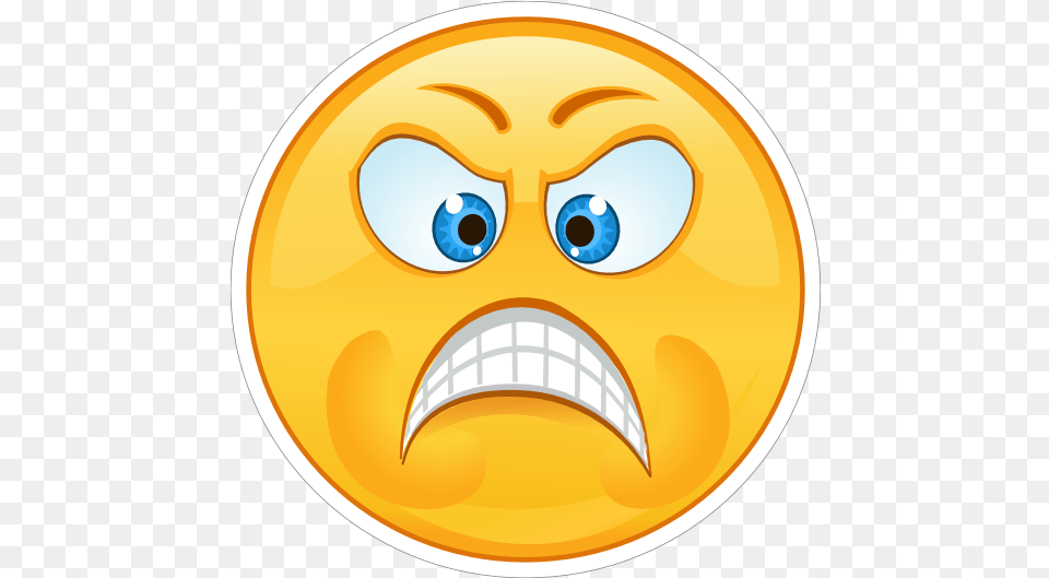 Crazy Angry Emoji Sticker Excited Emoji, Logo, Disk Free Png